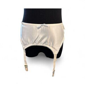 Vintage  Garter Belt Charleen Ivory Satin NWT Adjustable Straps & Clips